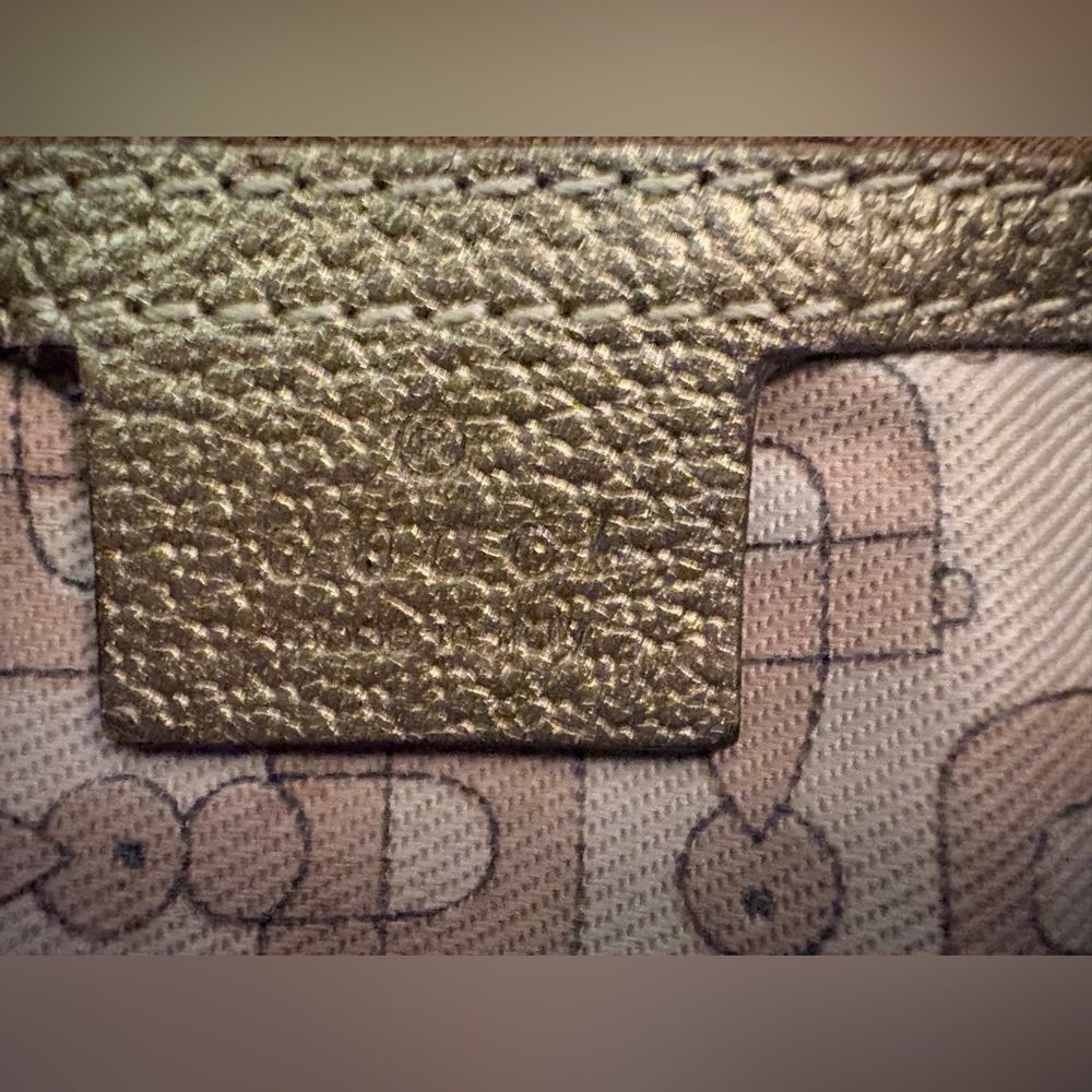 GUCCI Joy Tote GG Canvas Champagne Metallic Leather Charm Shoulder Bag Auth COA - Picture 10 of 15